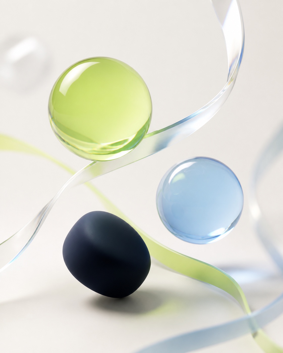 YY Med Apps marka görseli: lime, mavi ve lacivert soyut formlar